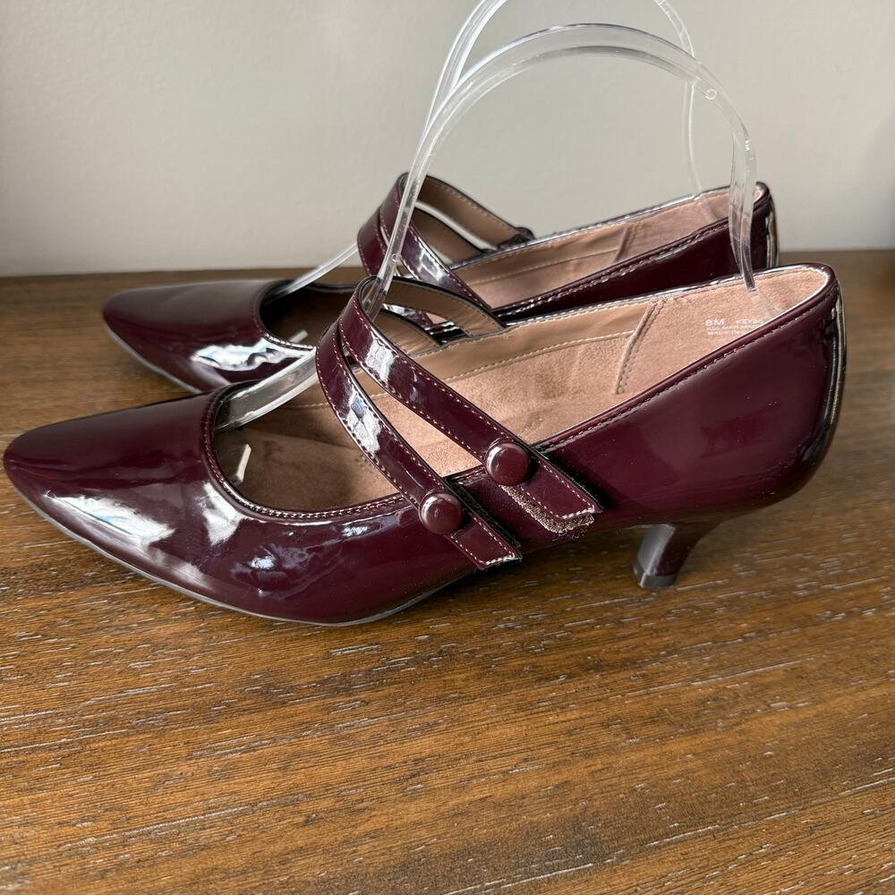 Aerosoles Heelrest Woman’s Burgundy‎ Patent Leather Mary Jane Pump- Size 8